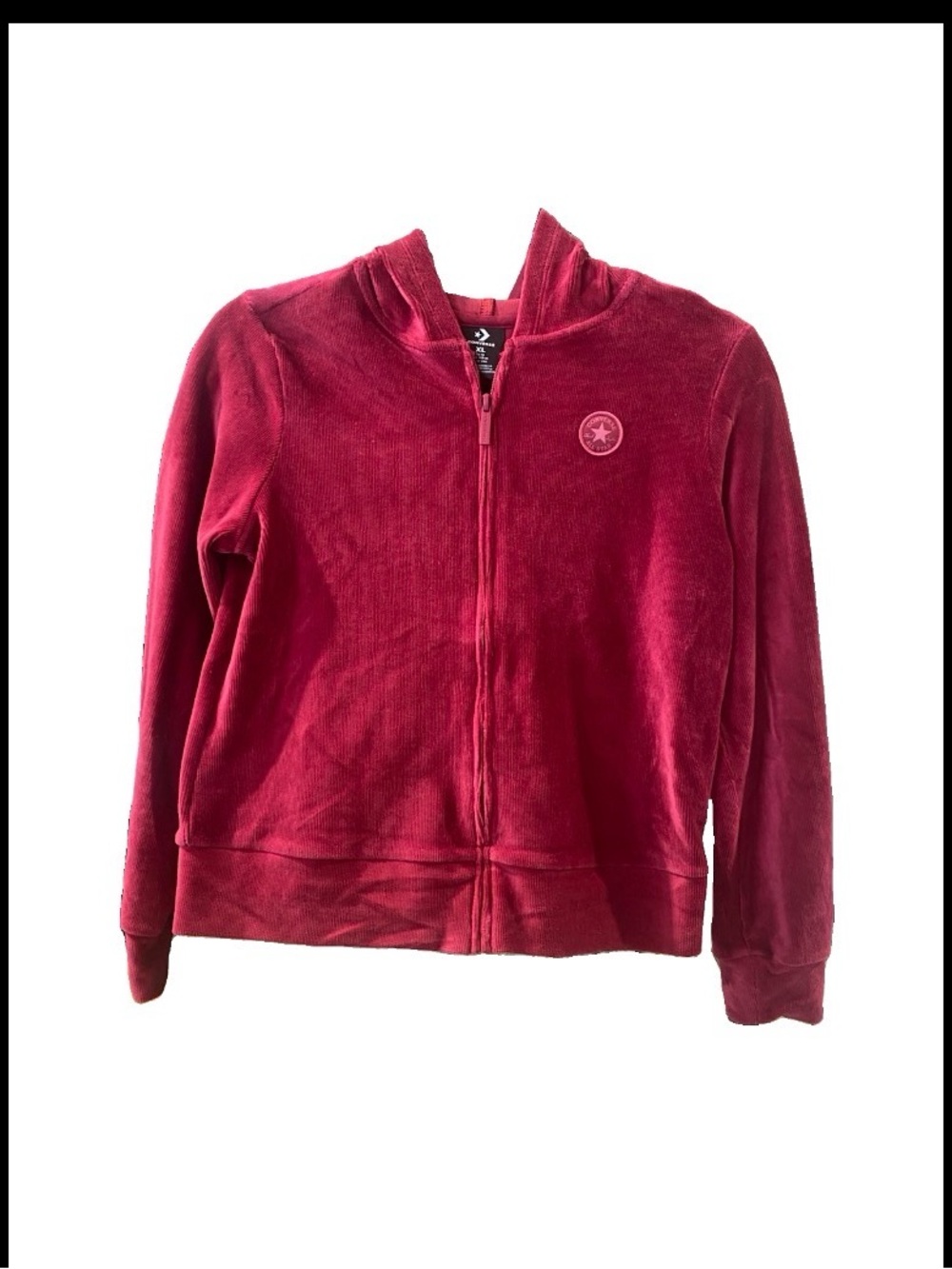 Converse Kids Velour Corduroy Zip-Up Jacket - Hoodie Raspberry Pink. NWT